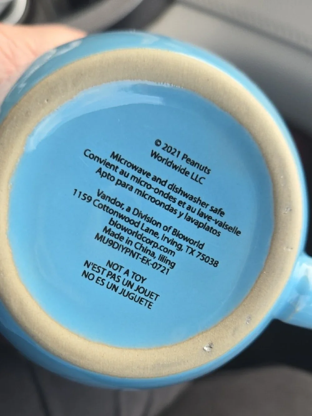 Peanuts Light Blue Ceramic Mug With Pic On Both Sides